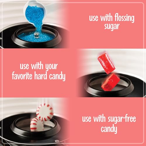 Nostalgia Cotton Candy Machine - Retro Cotton Candy Machine for Kids with 2 Reusable Cones, 1 Sugar Scoop, and 1 Extractor Head – Red