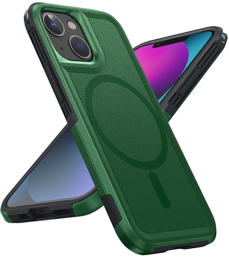FNTCASE for iPhone 13 Mini Case: iPhone 12 Mini Case Dual Layer Magnetic Phone Cases Compatible with Magsafe Military Grade Drop Bumper Tough Protective Cell Phone Cover (DarkGreen)