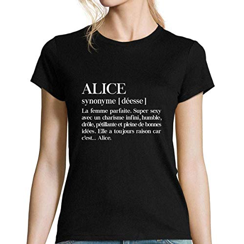 T-Shirt Alice Prénom Définition en coton pour femme Planetee