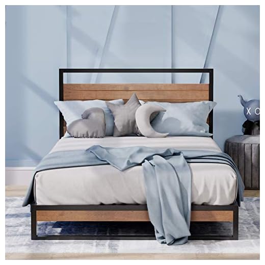 Zinus Estructura de Cama de Metal Acero y Madera Maciza Suzanne de 18 cm, Somier de Láminas de Madera, para Adultos, Niños, Adolescentes, Montaje Sencillo, 90 x 190 cm, Castaño