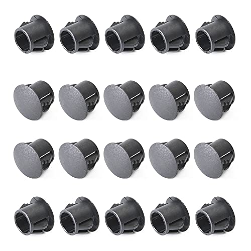 Image of Heyiarbeit 20pcs Hole Plugs 3 /8 inch / 10mm Nylon Plastic Round Snap in Type Locking Hole Tube Furniture Fencing Post Pipe Insert End Caps Black Tone