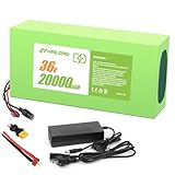 36V 20Ah lithium battery designed for 36V 200W-1000W motors，42V 2A DC fast charger with overcharge protection，Dual-port compatibility with T-Plug and XT60 interfaces，20A intelligent management system for overcurrent/overheat safety 【Long Service Life...