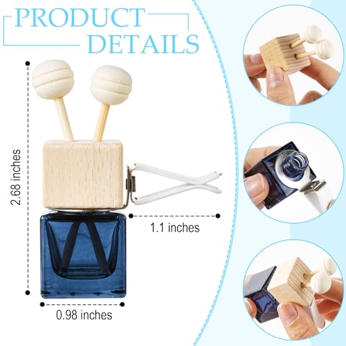 Zubebe 100 Pcs Car Diffuser Bottles Empty Bulk Vent Clip Car Air Freshener Diffuser for Essential Oil Perfume Glass Bottle with Wooden Caps Stick Fragrance Ornament (Gradient Black) by Zubebe - Image 3