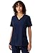 floralhue Scrubs for Women, Soft V-Neck Scrub Tops, Stretchy Medical Uniform with 5 Pockets, Breathable & Easy Care, Navy Blue, M