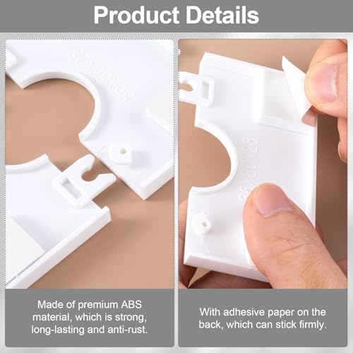 Pndeyo 2pcs Escutcheon Plate Wall Split Flange, 28mm/1.1in ABS Wall-Mounted Water Pipe Flange Cover, Self-Adhesive Square Plumbing Cover Plates for Kitchen Toilet- White - Thumbnail 3