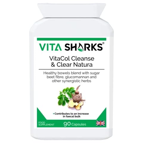 VitaCol Cleanse & Clear Natura | Fast Acting Kosher Colon Cleanser & Gentle Vegan Herbal Laxative. Increase Faecal Bulk for Natural Colonic & Bowel Detox Cover