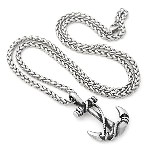 Nautical Rope And Anchor Necklace Stainless Steel Pendant Keel Chain Anchor Jewelry Accessory Men Women4
