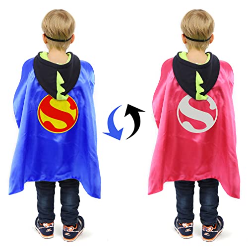 Alaow Superhero Capes With Masks Double Side Dress Up Costumes Festival Christmas Halloween Cosplay Birthday Party For Kids (Double Side-Superheros 4Sest) #TOP1