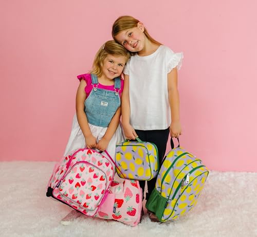 Image of Wildkin 12 Inch Toddler Backpack for Kids, Strawberry | Ages 3-7, insulated front pocket - coordinates with matching Wildkin nap mats and water bottles
