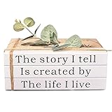 Decorative Faux Book Décor-Set of 3 Hardcover Quote Books with Blank Pages. Includes Stylish Hemp Rope and Faux Leaves, Stacked Books for a Decorative Coffee Table, Bookshelf or Office. 8.5'x5.9'x1'
