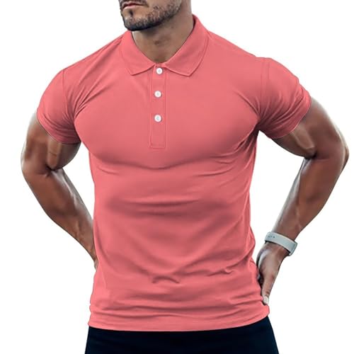 Polo de golf pour homme rouge clair imprimé à manches courtes