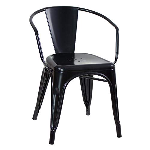Loft7, Cadeira Iron Tolix Com Apoio De Braços Kit Industrial Kit Aço Kit Vintage Kit Preto