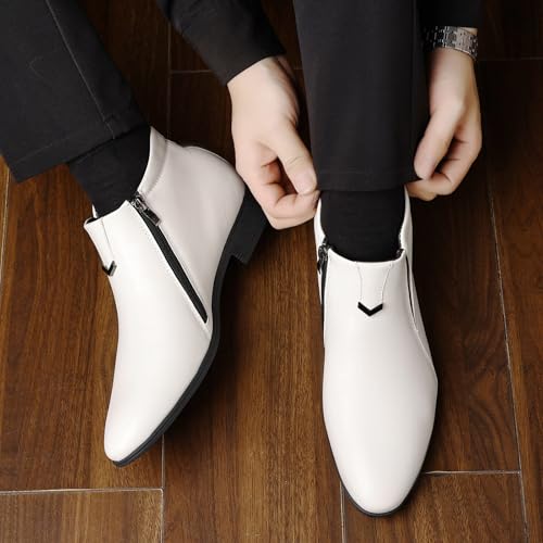 Men's Chelsea Boots PU Leather Casual Chukka Ankle Boots Side Zipper Pull on Dress Booties for Men3