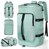 KYYLZ 45L Sporttasche Damen Herren, Groß Reisetasche mit Schuhfach und Nassfach Travel Duffle Bag mit Rucksack Weekender für Sporturlaub, Reisen, Fitnessstudio, Schwimmen, Grün