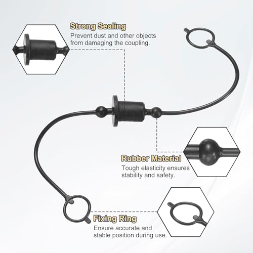 Image of HARFINGTON 2Sets 1 /4 Hydraulic Hose Dust Cap and Plug Kit, ISO-A Male Dust Cap & Female Plug Cover Quick Disconnects Air Coupler Cover Port Plug Fittings with Retention Ring, Black /Yellow