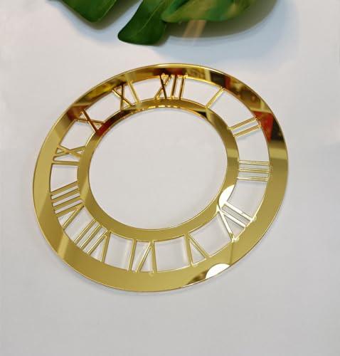 Yuxuanish Set of 2 Gold Mirrored Acrylic Clock Face,Round Mirror Clock Dial Plate for Resin, Crafts, DIY, Round Mirror Clock (Gold Mirror, 30CM)