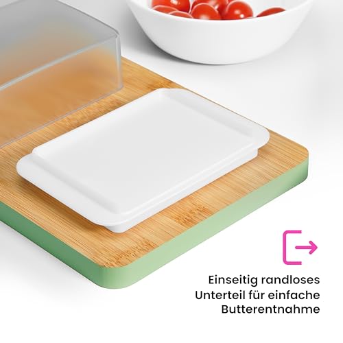 homeXpert Butterdose, Butterbox aus Kunststoff für 250g Butter - mit transparentem Deckel in Grau, Butterbehälter zum servieren, Spülmaschinenfest, passend für Kühlschranktüre