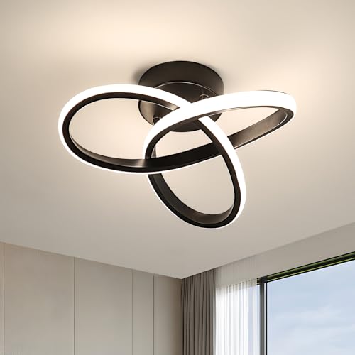 Goeco Moderne LED Deckenleuchte, 22W Schwarz Deckenlampe in Acryl-Schirm...