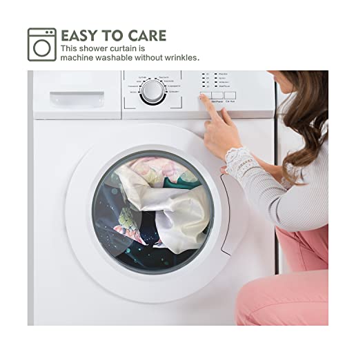 Lokigo Moon Star Shower Curtains, Teal Blue Shower Curtain, Modern Plant Cactus Floral Shower Curtains For Bathroom, Waterproof Fabric Shower Curtain Set With Hooks Green Bathroom Curtain Decor 72X72 #TOP7