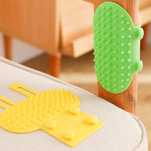 Image of Mixed Color 4 Pack Cat Self Groomers - Wall Corner Groomers, Massage Comb & Shedding Brush for Long /Short Fur Cats, Pet Tickling Artifact, Adjustable, for Table Legs & Climbing Frames