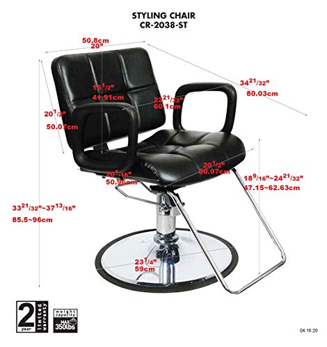 Chromium® 'Ariana' Professional Styling Chair [2038] By Puresana, Rotates 360 Degrees, Premium Vinyl Seat, High Density Foam Cushions, Durable Steel Construction. #TOP5