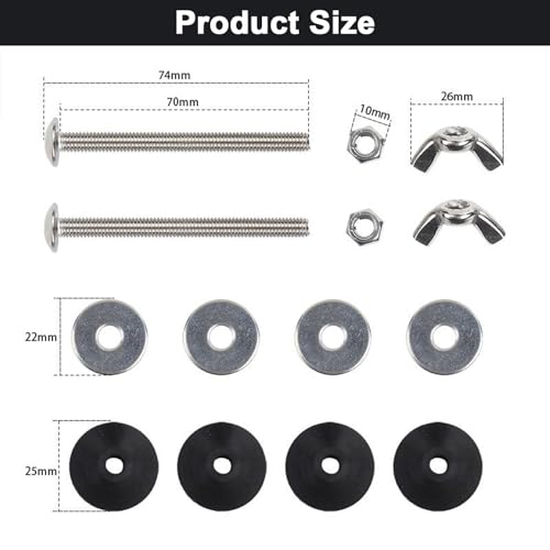 Spülkasten-Schrauben, 2 Stück Schrauben für Spülkasten zum Toilettensitz, Edelstahl WC-Spülkasten Schraubensatz, WC-Armatur, Edelstahl Schraubensatz für Befestigung Wassertank auf Toilettenschüssel