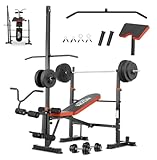 MAIDOMA Foldable 1500LBS 8 in 1 Olympic Weight Bench Set with Leg Extension/Curl, Adjustable Weight Bench for Men & Women Full Body Workout, Incline Decline Flat Home Gym Bench with Preacher Curl