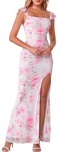 Auraxe Summer Floral Bodycon Long Wedding Guest Dresses for Women...