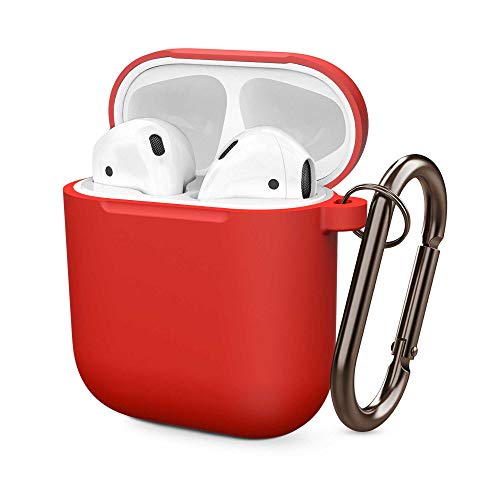 COVER SILICONE SLIM COMPATIBILE PER APPLE AIRPODS 1 E 2 CUSTODIA ANTIGRAFFIO + GANCIO (Rosso Scuro COVER SILICONE SLIM COMPATIBILE PER APPLE AIRPODS 1 E 2 CUSTODIA ANTIGRAFFIO + GANCIO (Rosso Scuro