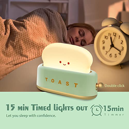 Image of ELEPHANTBOAT Toast Light USB Rechargeable Kids Night Lamp Timer Green
