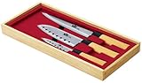 Wellness & Care Messerset 3-teilig Nara im Asia Design mit Holzkasten, Rot
