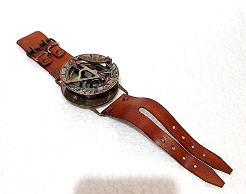 Nautisk antik stil viktoriansk London gammal stil mässingsklocka med kompass vintage skrivbord/bord heminredning