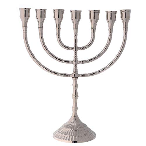 Menorah Candle Holder 7 Flames Silver Plated Brass 30 cm