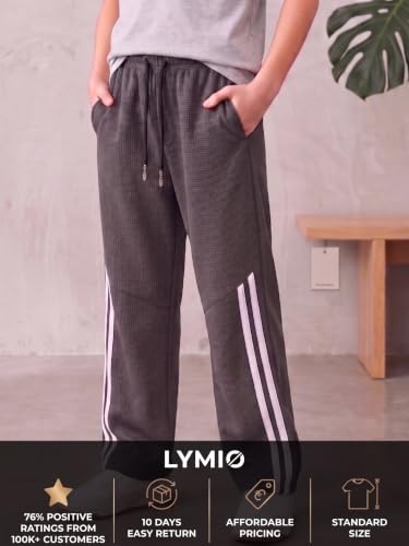 Image of Lymio Juniors Boys Track Pant | Striped Jogger Trousers | Elastic Waist Kids Bottom | Trendy Comfortable Daily Active Sports Wear (Packs Also Available) (SSK-35-38)