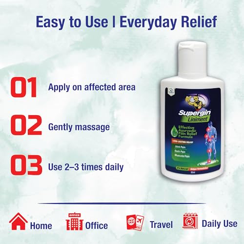 Image of Supergin Liniment Oil 50ml | Ayurvedic Pain Relief Liniment for Joint Pain, Knee Pain, Back Pain & Muscle Pain | Fast Absorbing Herbal Oil for Arthritis, Stiffness, Sprain & Shoulder Pain Relief - Combo Pack