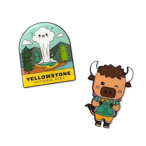 Pin Pin Pals - Enamel Pin Set (2 Pins Per Set) for Backpack, Bag, Lapel, Kawaii Button Collector - Yellowstone National Park
