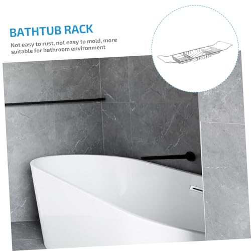 Support de bain extensible anti-chute en acier inoxydable avec porte-téléphone réglable - 7