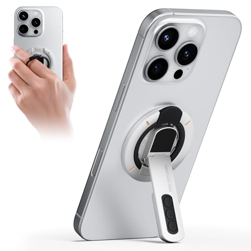 Image of TODI for MagSafe Phone Grip Stand, 3-in-1 Magnetic Finger Ring Holder with Double-Sided Magnet, Fidget Toy Design, Magnetic Phone Stand for iPhone 16 /15 /14 /13 /12 Series (White)