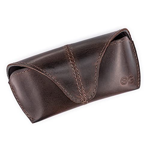 Porta Óculos/case/estojo C/alça P/Cinto Couro Legítimo (Marrom Escuro)