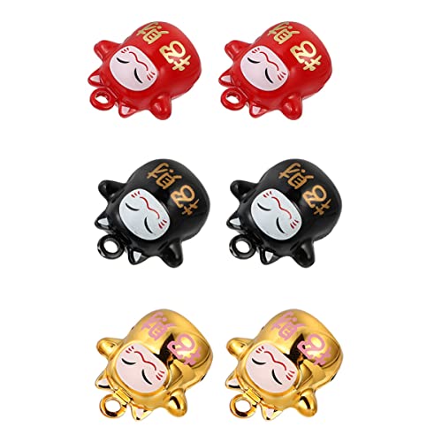 Chat de fortune en pendentif cloche cuivre lot de 6 breloques pour offrir aux proches
