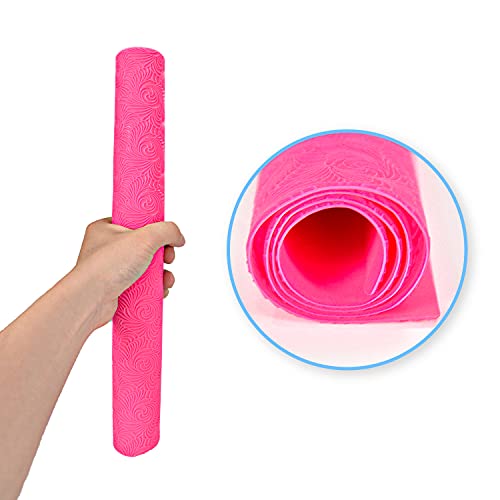 KLLOUZE Silicone Cake Fondant Mat Cookies Flower Pattern Impression Lace Mold (Pink flower, 22x14 inches)