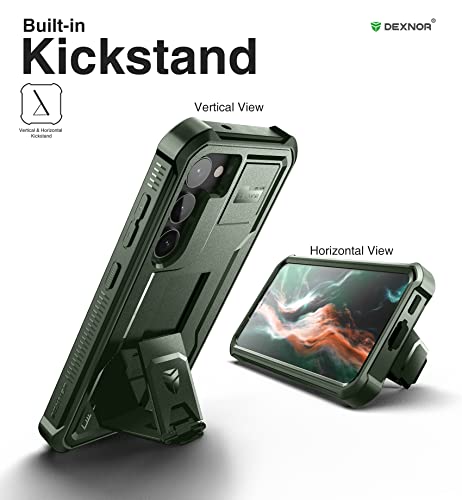 Dexnor Full Body Case for Samsung Galaxy S23【Double Front Frame & Kickstand 】, Bumpershock Technology Drop Protection Rugged Phone Cover Shockproof Protective Bumper Case - Army Green by Dexnor - Used condition - Image 4