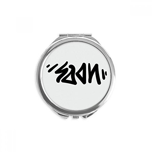 Miroir rond maquillage portable 2,6 pouces avec citation drôle et design manuscrit multicolore