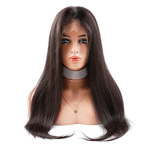 Bella Hair 150% Density Full Lace Human Hair Wigs Straight, Pre Plucked Natural Hairline and Bleached Knots, Remy Virgin Human Lace Wig with Baby Hair for Black Women (20inch)
