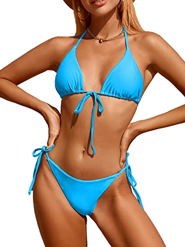 Image of Bikinis Swimsuit Set for Women Swimwear Triangle Bathing Suit Tie String Thong