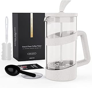 RAINBEAN Cafetiere 1 Cup Coffee Press, French Press Maker for Filter Coffee, Loose Tea and Milk Froth, with Triple Stainless Steel Filter, Heat Resistant Borosilicate Glass, 0.35 L / 12 oz