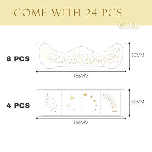 image for Cardiyar Glitter Freckles Face Tattoo - 24PCS Waterproof Gold Temporar