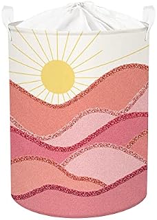 Clastyle 45L Wodoodporne Różowe Kosze na Pranie na Ubrania Składany Kosz na Pranie Ze Sznurkiem, 36 * 45 cm