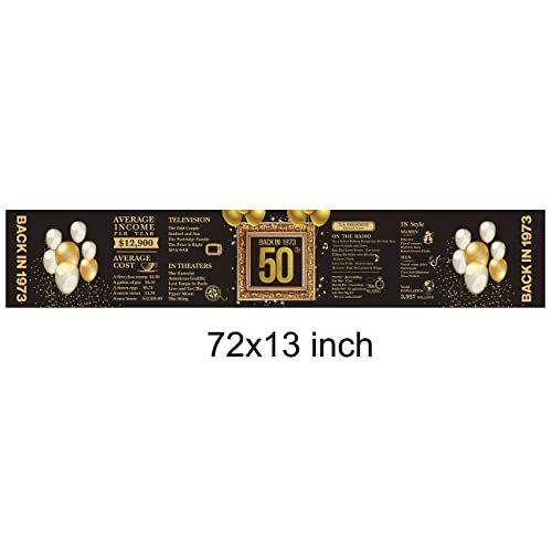 50Th Birthday Table Runner Back In 1973 Table Runners 50 Years Old Kitchen Dining Table Runner 72 Inches Long Black And Gold Birthday Anniversary Wedding Party Table Decoration #TOP1