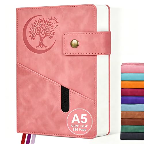 PAIBAS A5 Journal Notebook College Ruled 366 Page Leather Journal for Women